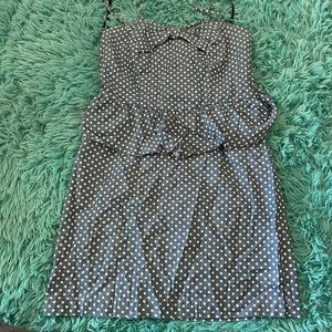 Polka dot denim mini dress